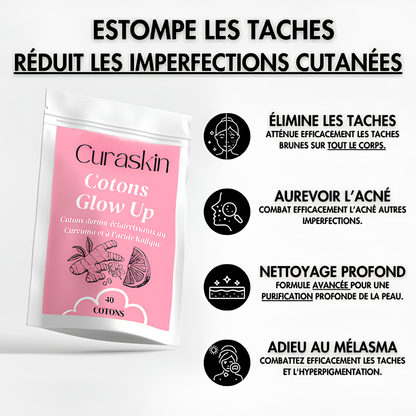 Curaskin – Pads éclat visage au curcuma & acide kojique (40 unités)